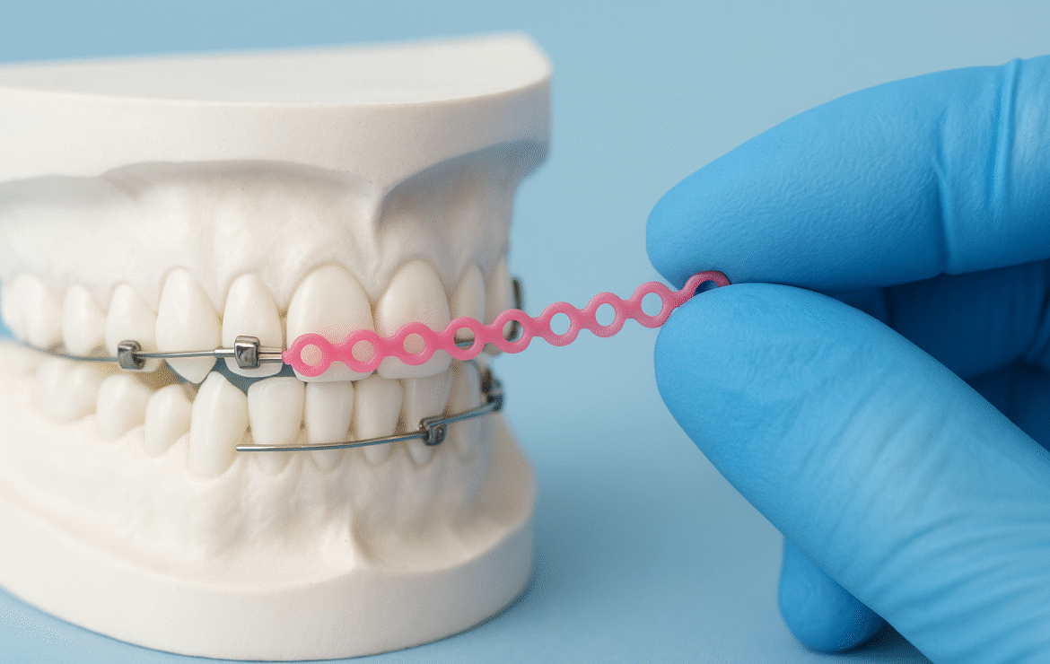 الروابط المطاطية المتصلة في تقويم الأسنان